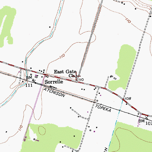 Topographic Map of East Gate Church, TX