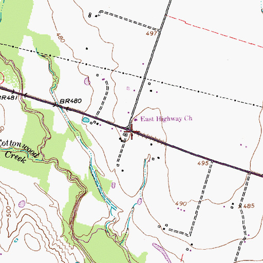 Topographic Map of East Highway Church, TX
