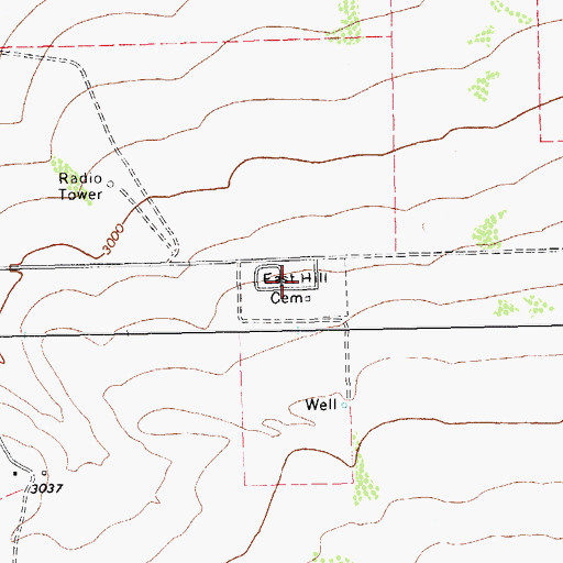 Topographic Map of East Hill Cemetery, TX