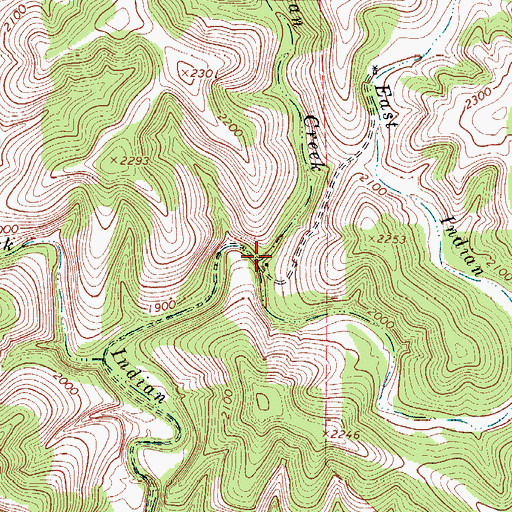 Topographic Map of East Indian Creek, TX