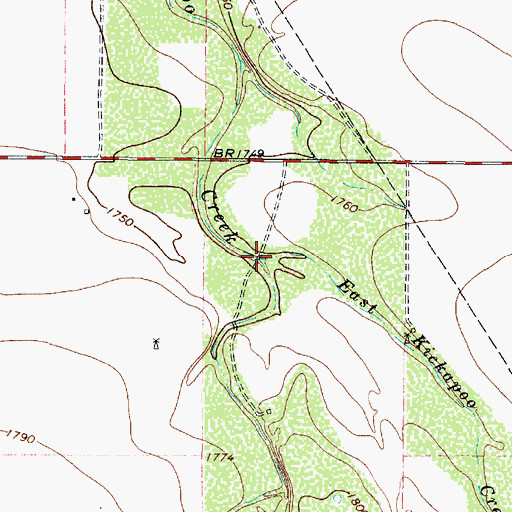 Topographic Map of East Kickapoo Creek, TX
