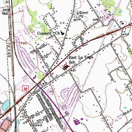 Topographic Map of East La Vega School, TX