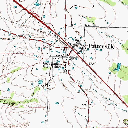Topographic Map of East Lamar High School, TX