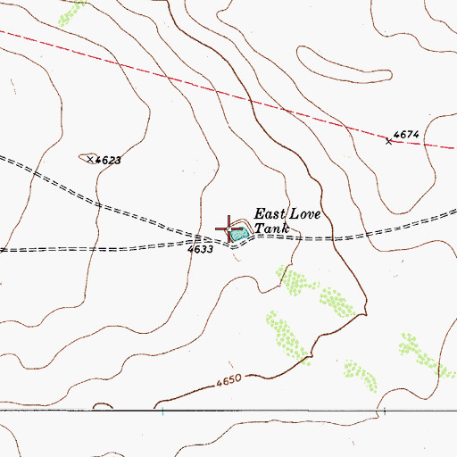 Topographic Map of East Love Tank, TX