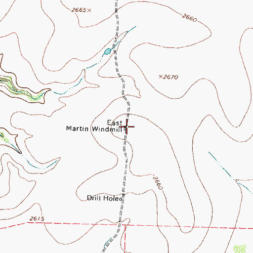 Topographic Map of East Martin Windmill, TX