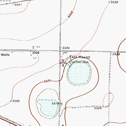 Topographic Map of East Mound Cotton Gin, TX