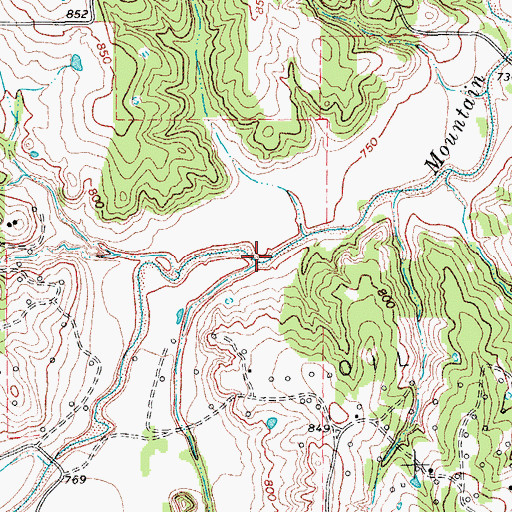 Topographic Map of East Mountain Creek, TX