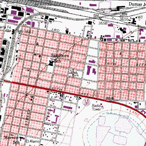 Topographic Map of East Park, TX