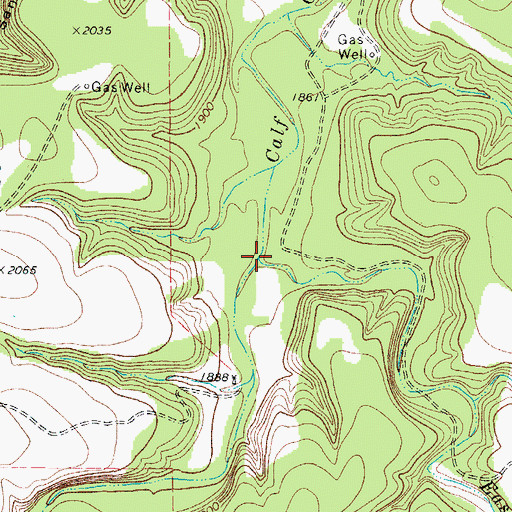 Topographic Map of East Prong Calf Creek, TX