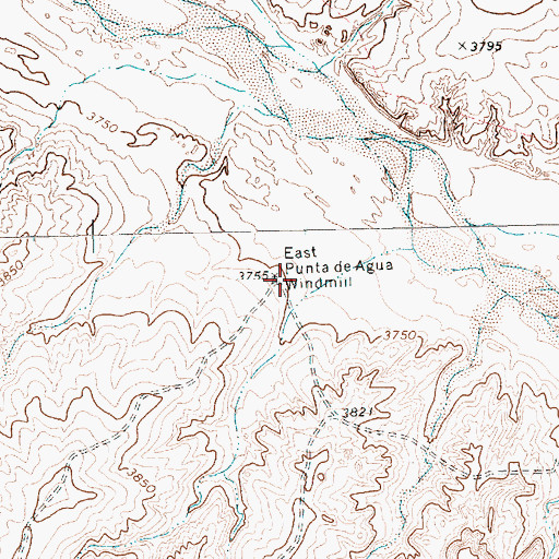 Topographic Map of East Punta de Agua Windmill, TX