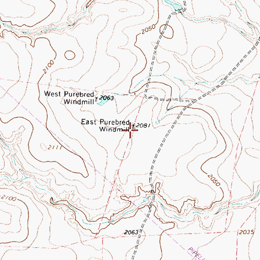 Topographic Map of East Purebred Windmill, TX