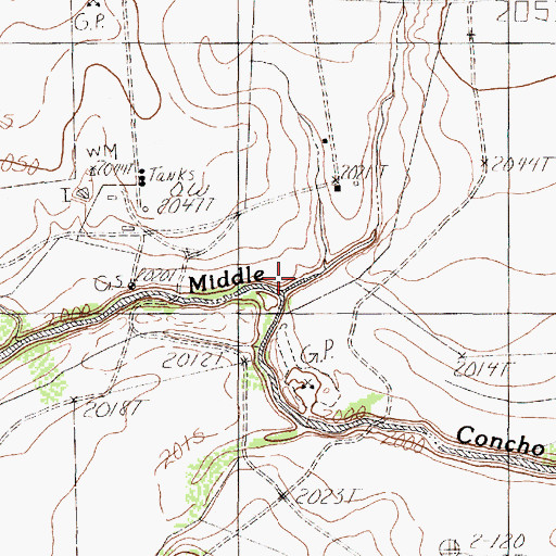 Topographic Map of East Rocky Creek, TX