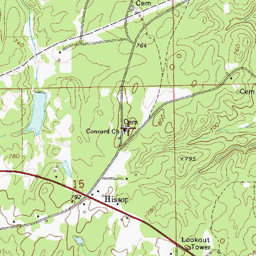 Topographic Map of Concord Cemetery, AL