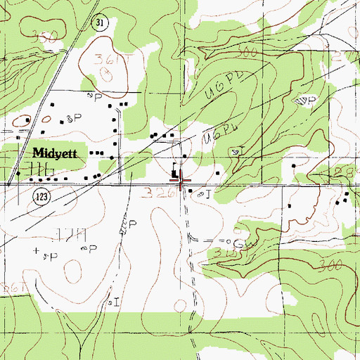 Topographic Map of East Side School, TX