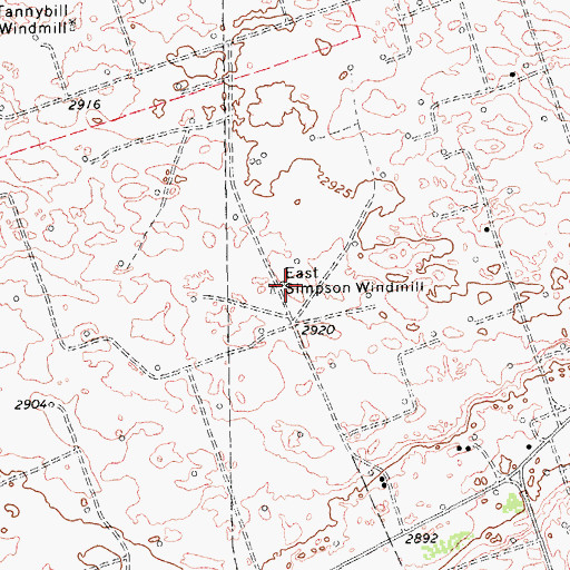 Topographic Map of East Simpson Windmill, TX