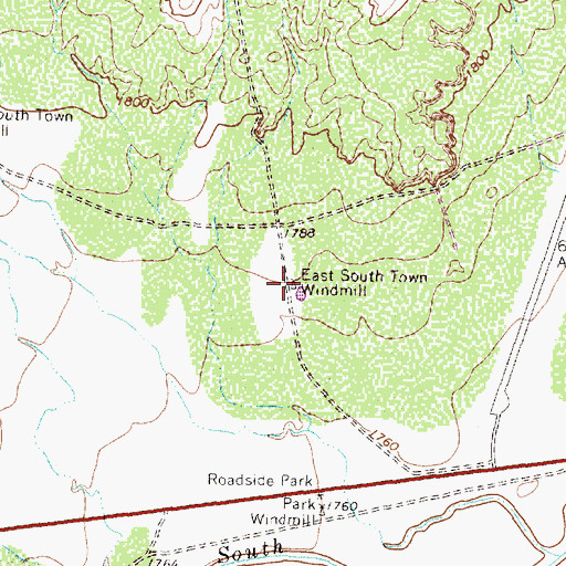 Topographic Map of East South Town Windmill, TX