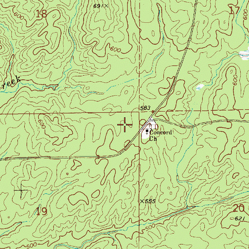 Topographic Map of Concord Cemetery, AL