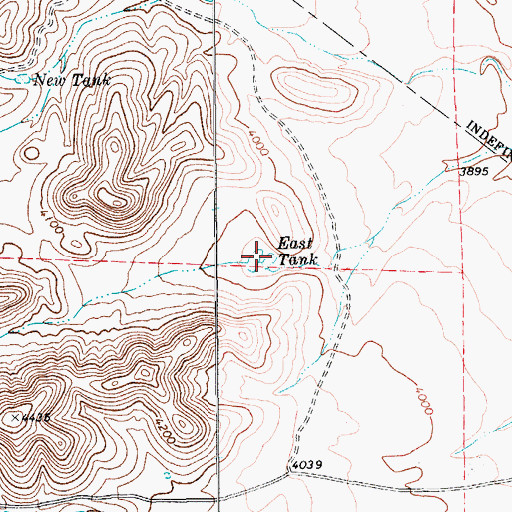 Topographic Map of East Tank, TX