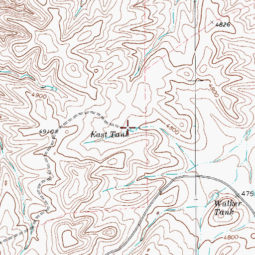 Topographic Map of East Tank, TX