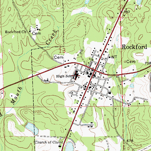 Topographic Map of Coosa County High School, AL