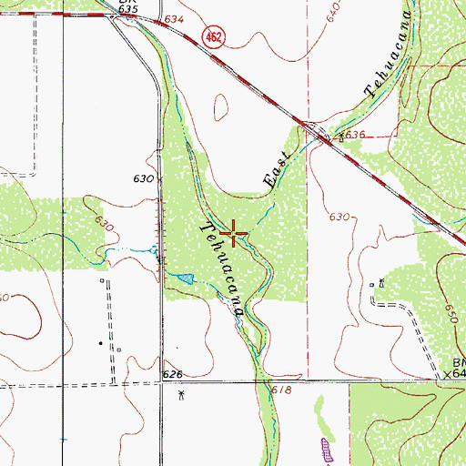 Topographic Map of East Tehuacana Creek, TX