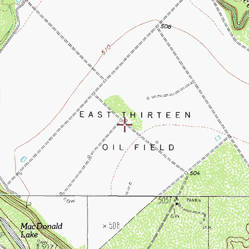Topographic Map of East Thirteen Oil Field, TX