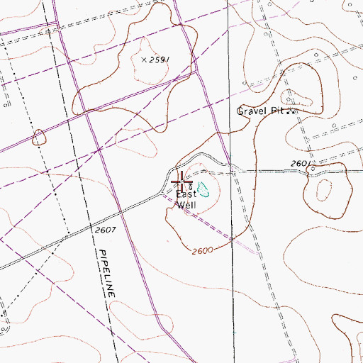 Topographic Map of East Well, TX