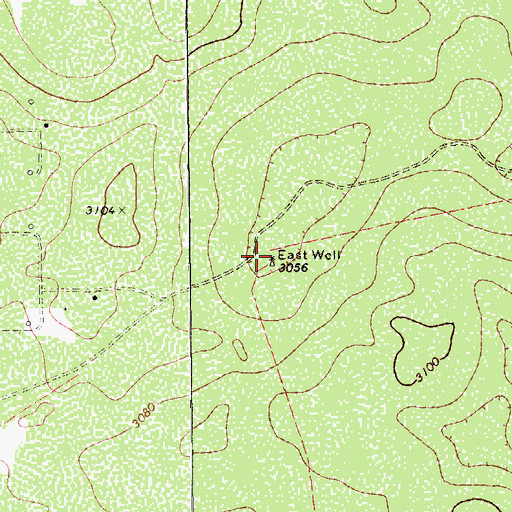 Topographic Map of East Well, TX