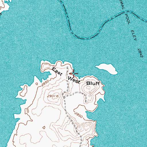 Topographic Map of East West Bluff, TX