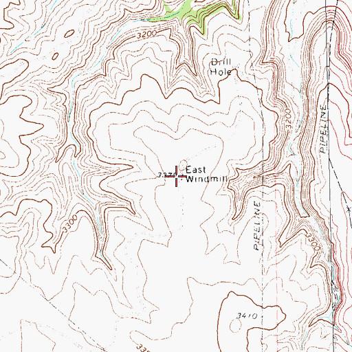 Topographic Map of East Windmill, TX