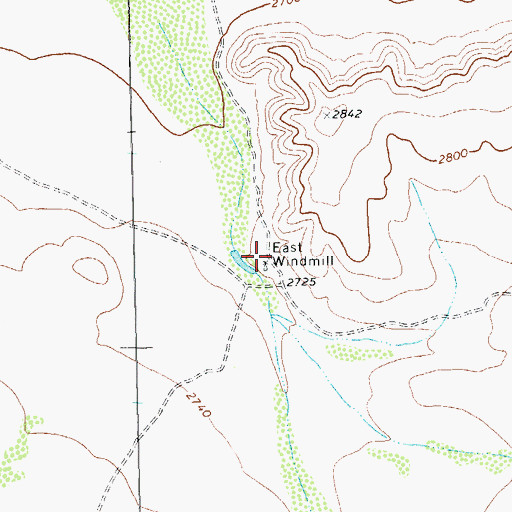Topographic Map of East Windmill, TX