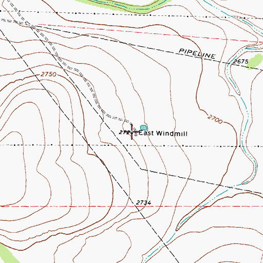 Topographic Map of East Windmill, TX