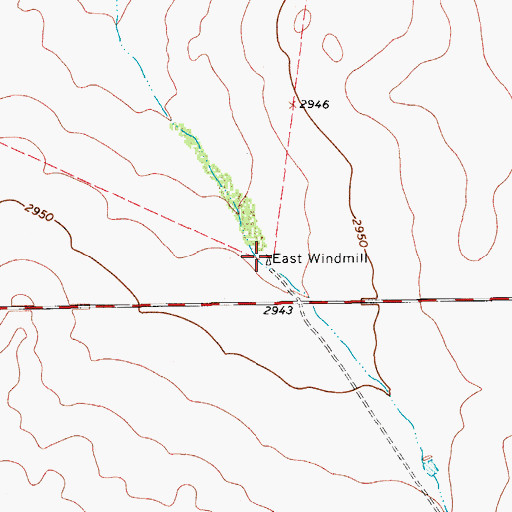 Topographic Map of East Windmill, TX