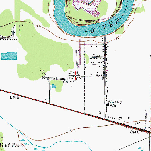 Topographic Map of Eastern Branch Church, TX