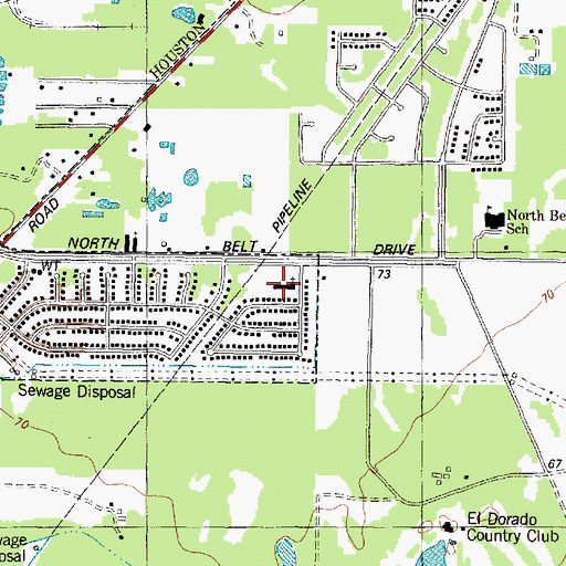 Topographic Map of Eastex Oaks Church, TX