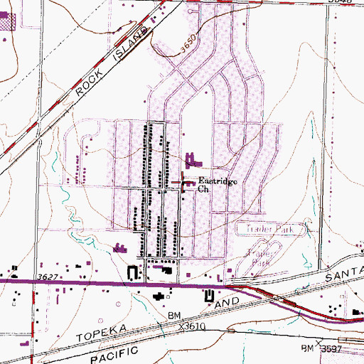 Topographic Map of Eastridge Church, TX