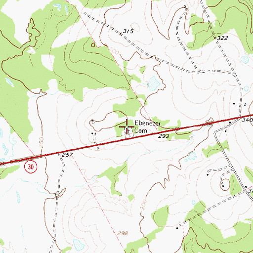 Topographic Map of Ebenezer Cemetery, TX