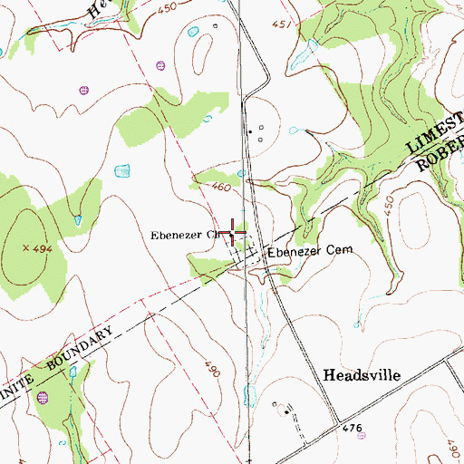 Topographic Map of Ebenezer Church, TX