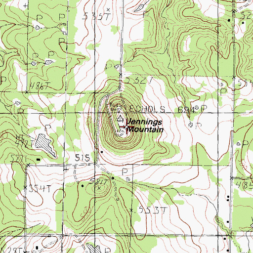 Topographic Map of Jennings Mountain Cemetery, TX