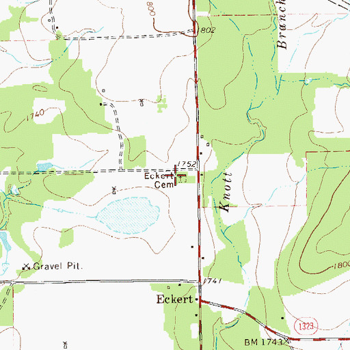 Topographic Map of Eckert Cemetery, TX