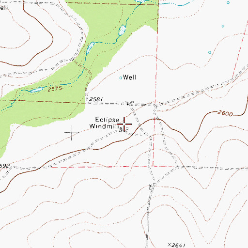 Topographic Map of Eclipse Windmill, TX