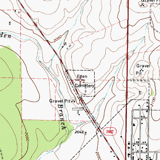 Topographic Map of Eden Cemetery, TX