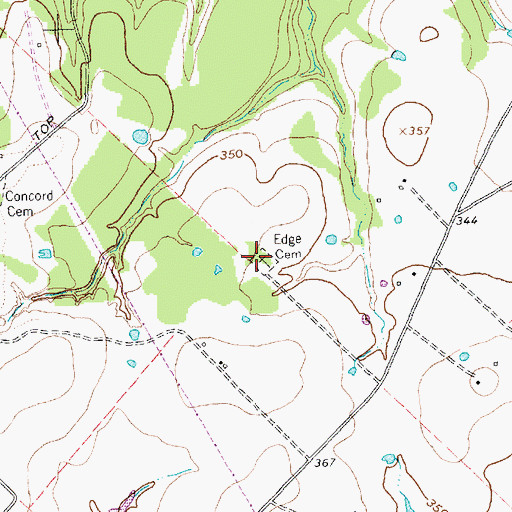 Topographic Map of Edge Cemetery, TX