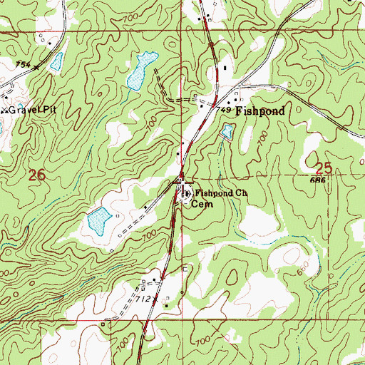 Topographic Map of Fishpond Cemetery, AL
