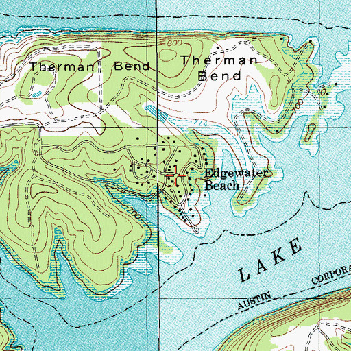 Topographic Map of Edgewater Beach, TX