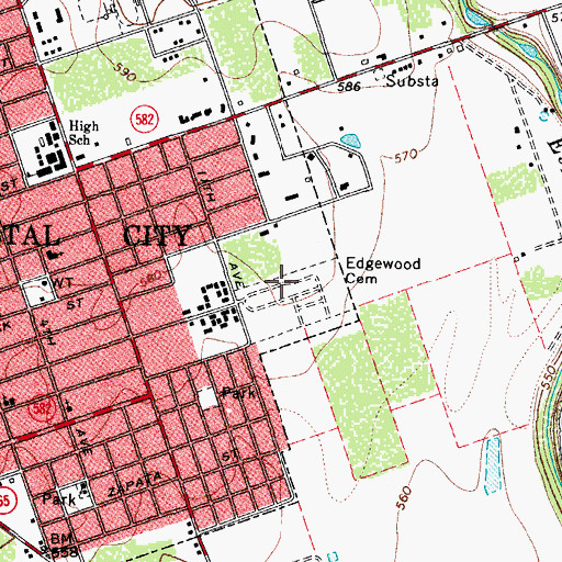 Topographic Map of Edgewood Cemetery, TX