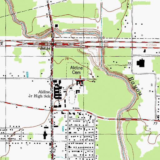 Topographic Map of Edgewood School, TX