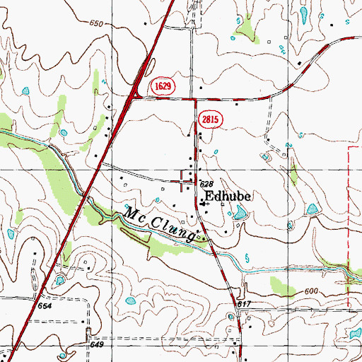 Topographic Map of Edhube, TX
