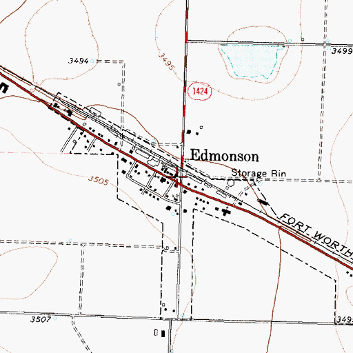 Topographic Map of Edmonson, TX