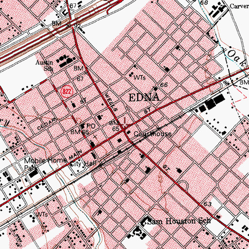 Topographic Map of Edna, TX